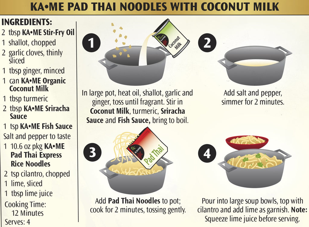 Ka-me Pad Thai Express Rice Noodles for Authentic Thai Dish (Pack of 6 - 10.6 Oz) main image 0