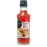 A bottle of Kame Sweet Chili Sauce with a red label and black cap, shown on a plain white background.