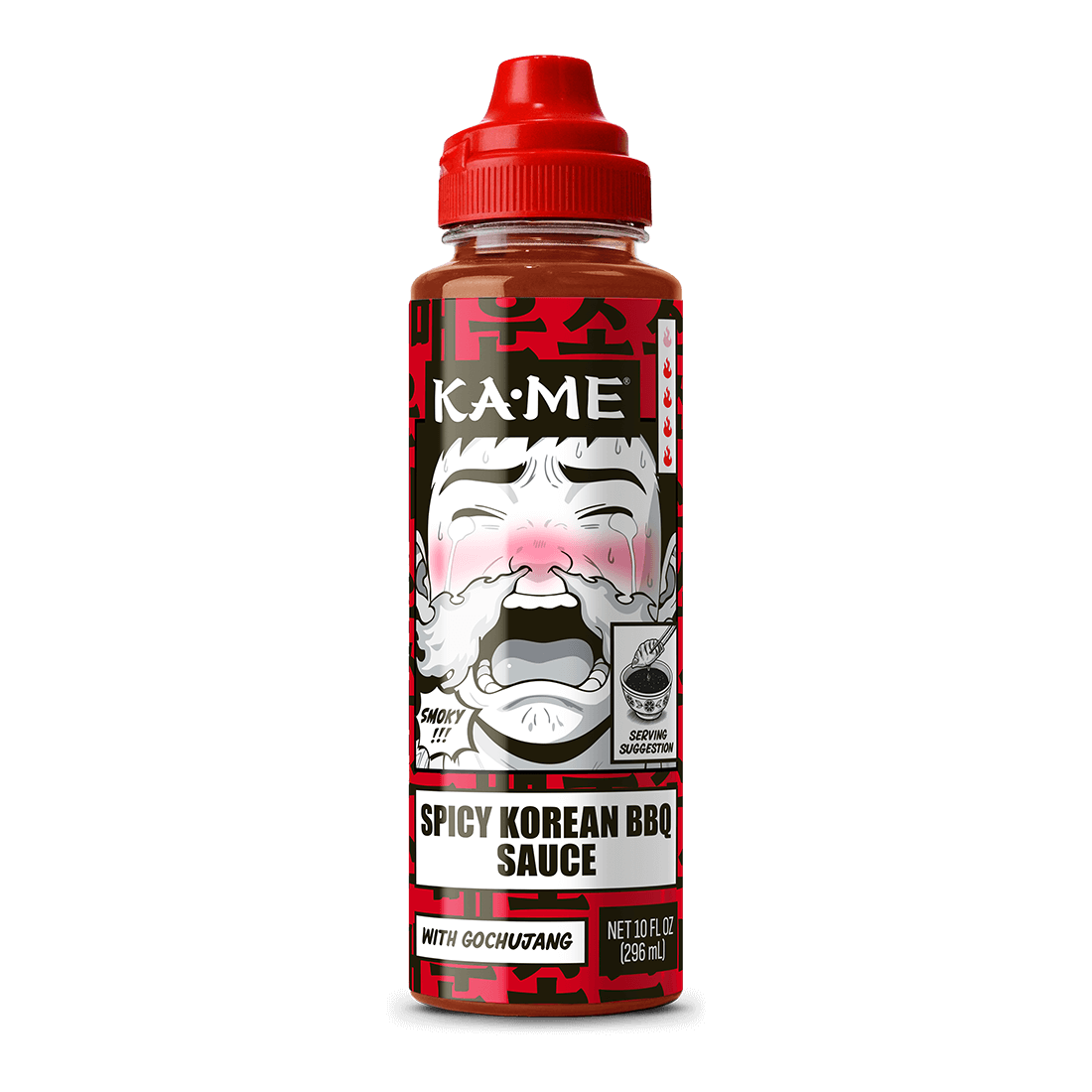 Spicy Korean BBQ sauce bottle with red cap 