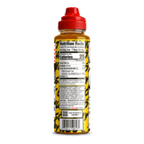 Bottle with a red cap and nutritional label 